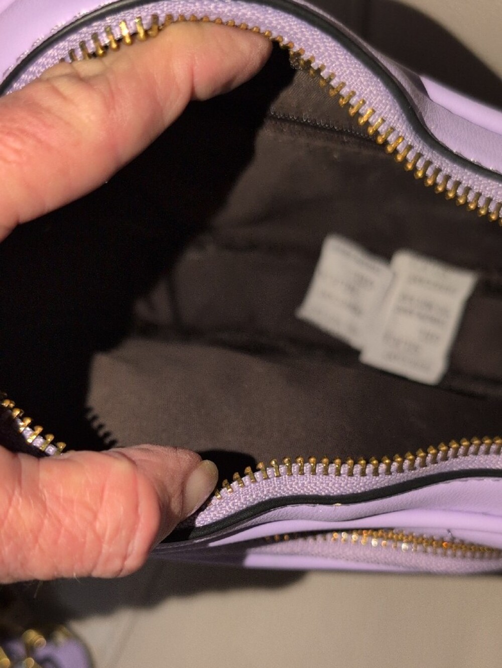 Lavender Heart-Shaped Crossbody Bag with Gold Toned Hardware - Picture 3 of 8